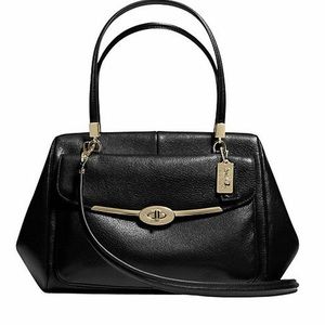 Coach 25166 Madison Madeline EW Black Leather Satchel Shoulder Bag